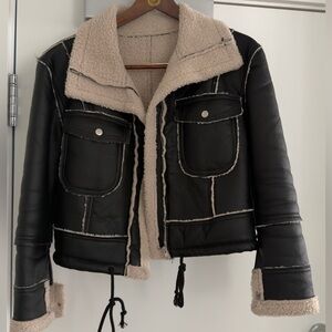 Black Shearling Lined Women's Jacket